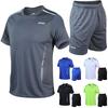 Stylish Mens 2pc Sport Wear Tracksuit With Breathable Short Sleeve T-shirt And Shorts