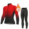 2026 Winter Warm Cycling Clothing Set Long Sleeve Thermal Fleece Cycling Jersey Set Bib Pants Ropa Ciclismo Bicycle Clothing MTB Bike Jersey Uniform