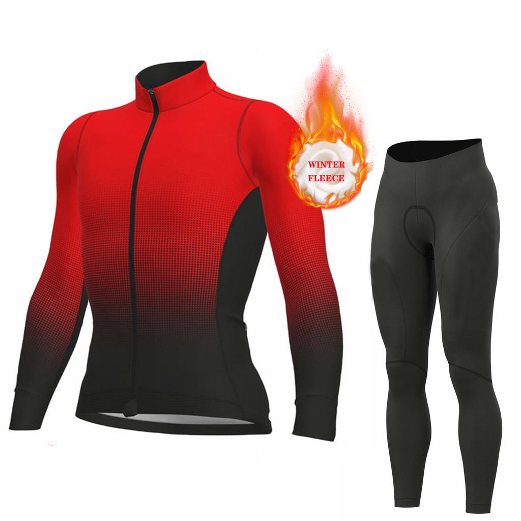 2026 Winter Warm Cycling Clothing Set Long Sleeve Thermal Fleece Cycling Jersey Set Bib Pants Ropa Ciclismo Bicycle Clothing MTB Bike Jersey Uniform