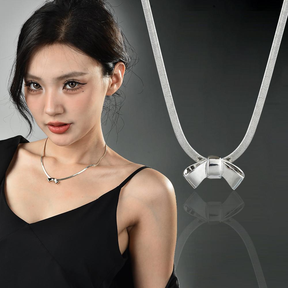 Elegant Titanium Steel Butterfly Knot Necklace With Premium Gold Finish For Women