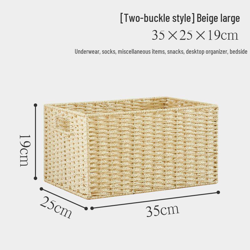 Japanese Style Large Rattan Storage Basket for Clothes, Toys, and Snacks