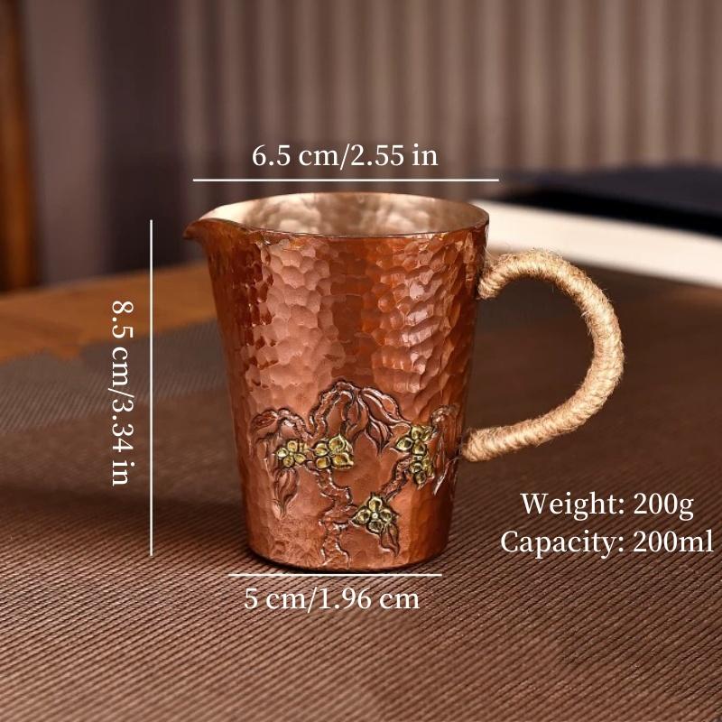 Vintage Pure Copper Moscow Mule Mug Engraved Flower Durable Coppery Beer 200ml Mugs Coffee Mug Milk Cup Weave Handle Drinkware