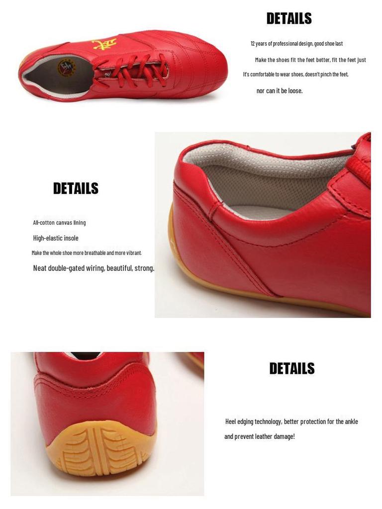 Unisex Breathable Cowhide Tai Chi Training Shoes with Beef Tendon Sole