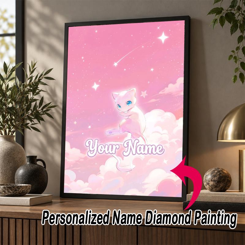 Personalized Mew Diamond Art Custom Name 5D Diamond Painting Full Drill DIY Craft