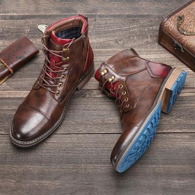 Stivali alla Moda da Uomo di Alta Gamma Nuovi Arrivi Stivali in Pelle Vintage Britannico Scarpe Uomo Autunno Inverno Design Stivaletti da Uomo Taglia Grande 49