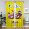 Oddbods Window Curtain for Room 2 Panel Halloween Decoration Partition Kitchen Curtains Tulle for Bedroom Shades Living Blackout
