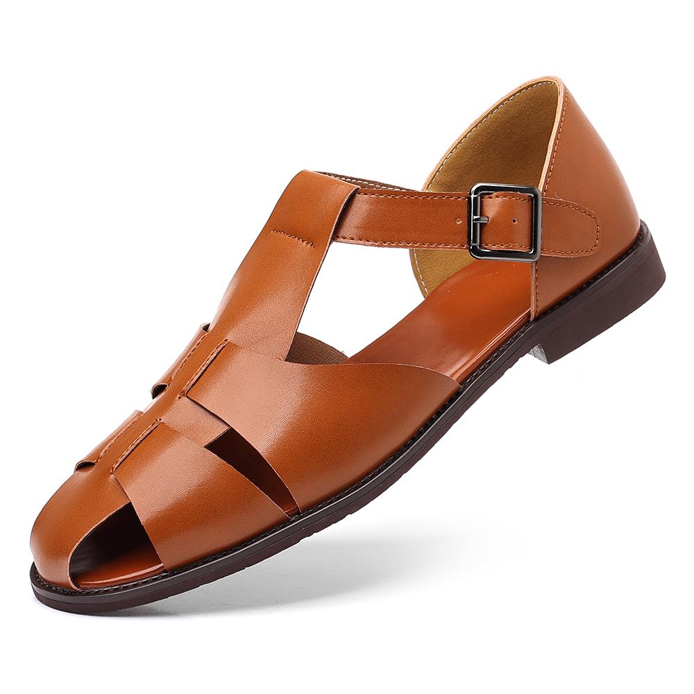 Fashion Summer Men's Fisherman Sandals High-Quality Comfortable Breathable With Cross -Buckle Toe Caps  Are Lightweight And Casual Shoes