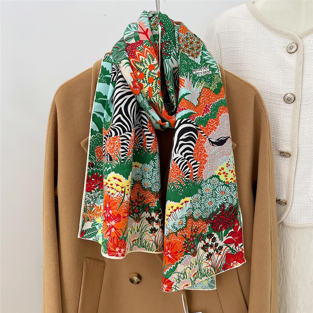 160X33Cm New Winter Thicken Silk Cashmere Scarf Women Hand Rolled Shawls Print Long Scarves Wrap Bandana Big Hijabs Female