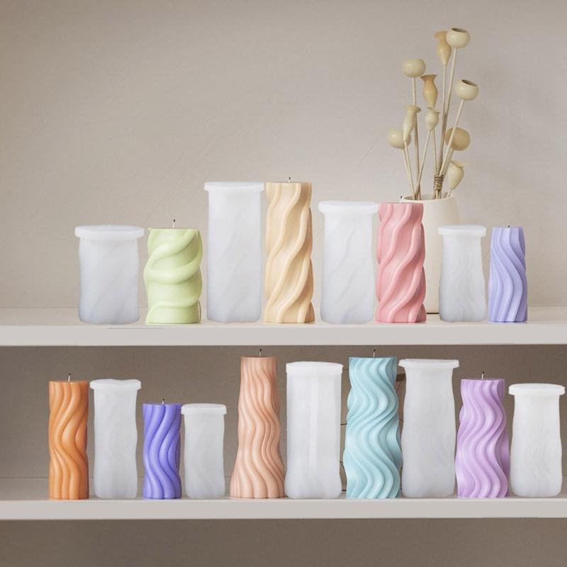 Flexible Silicone Mold Cylinder Shaped Wax Candle Molds Scented Aromatherapy Making Mould Handmade Ornament Mould