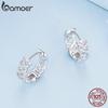 Bamoer 925 Silver Hollowed-out Pattern Ear Buckles InterWeave Twisted Hoop Earrings for Women Fashion Fine Jewelry