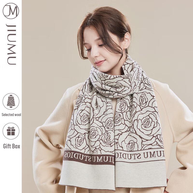 JIUMU Women's Autumn/Winter Thickened Warm Wool Scarf Shawl