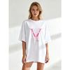 Oversized T Shirt Black Pink V Letter And Hand Graphic Print Casual Streetwear Fashion Top For Women