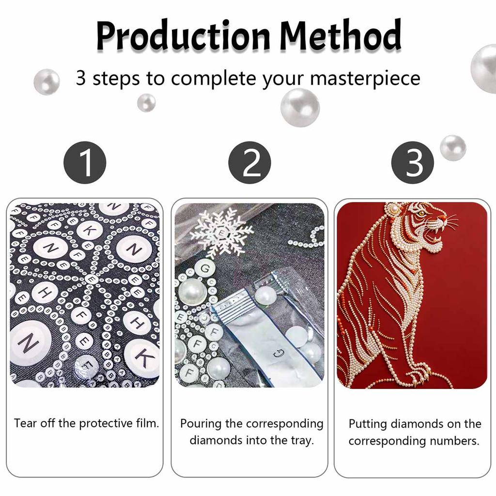5D DIY Pearl Diamond Painting Kit Majestic Tiger Full Drill Embroidery Mosaic Art Home Wall Decor Gift