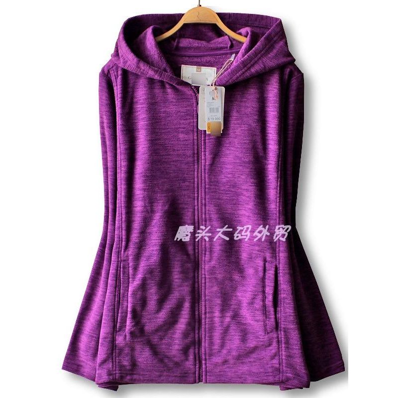 Export plus Size Spring & Fall Women's Outdoor Fleece Hooded Sweater Fleece-lined Brushed Zipper Cardigan Heattech Outwear 397