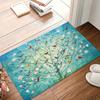 Non-Slip Carpet Tree & Birds Entry Door Mat Washable Rugs for Bedroom Home Teal & Multicolor Bird Pattern Washroom Floor Mat