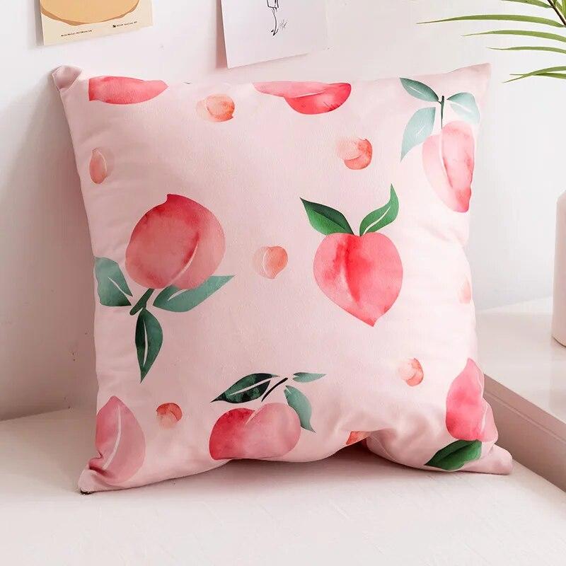 Minimalist Creative Abstract Line Pillowcase Peach Lemon Pear Fruit  Sofa Office Seat Cushion Cover Home Decoration