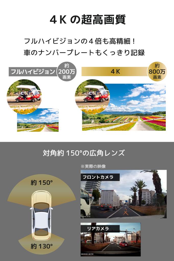 Broadwatch Dash Front and Rear SONY 4K Front 1080P Rear Clear Night Touch Wide Parking Emergency Instant Recording Engine Micro SD Card Domestic