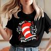 Heute bist du du T-Shirt für Damen Lustige Katze im Hut Grafik Top Lehrergeschenk Rundhals Kurzarm T-Shirt Damen Lässiges T-Shirt