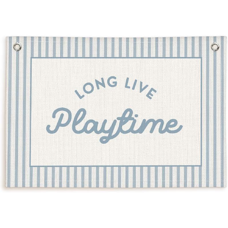 Lacama Vintage Blue Long Live Boyhood Boys Room Decor, Boy Nursery Decor, Linen Banner Wall Hanging Canvas Banner Flag Decor for Toddler Boy Room