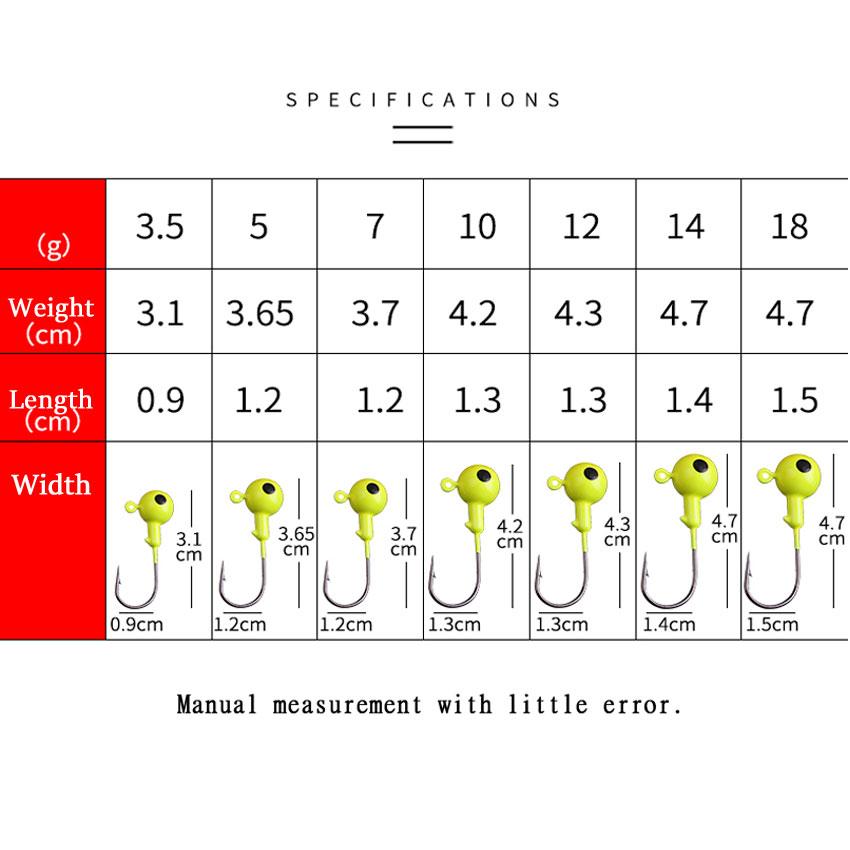10pcs 3.5g 5g 7g 10g 12g 14g 18g Colorful Fishing Jig Head Hook for Soft Lure Bait Fishing Hook