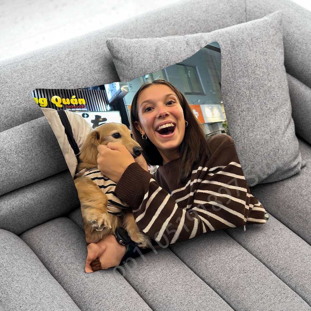 M-Millie Bobby Brown Throw Pillow Case For 55cm 30cm 50cm 45*45cm 40cm Square Chair Pillowcase Case