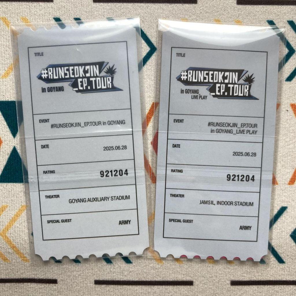 [USED] BTS 6/28 Jin RUNSEOKJIN_EP.TOUR IN GOYANG 2 tickets
