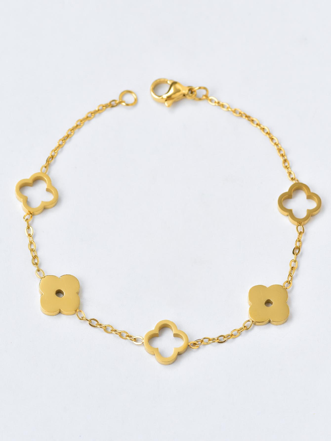 

Простое ожерелье-подвеска из нержавеющей стали в японском и южнокорейском стиле с переплетающимися элементами в виде четырехлистного клевера и цветка сливы для повседневной носки