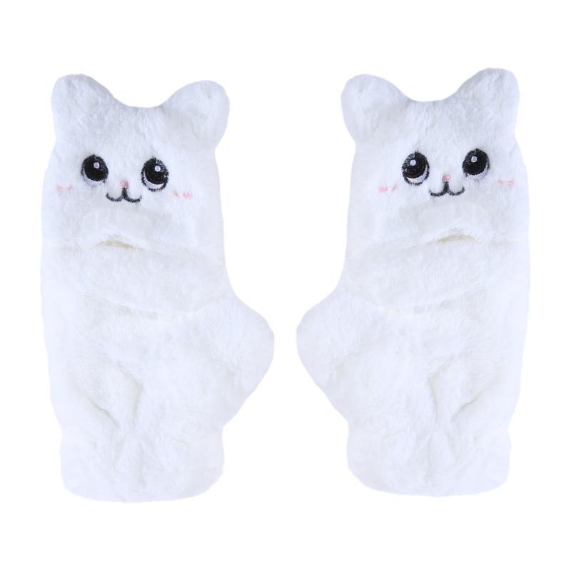 Damen Winter Plüsch Katze Fäustlinge Fingerlose Handschuhe Plüsch Warme Handschuhe Winter Weiche Verdickte Handschuhe Mädchen Halbfinger