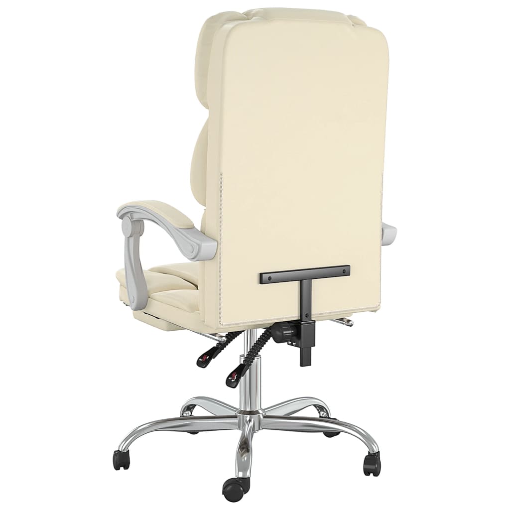 Office Chair with Reclining Function Cream Faux Leather