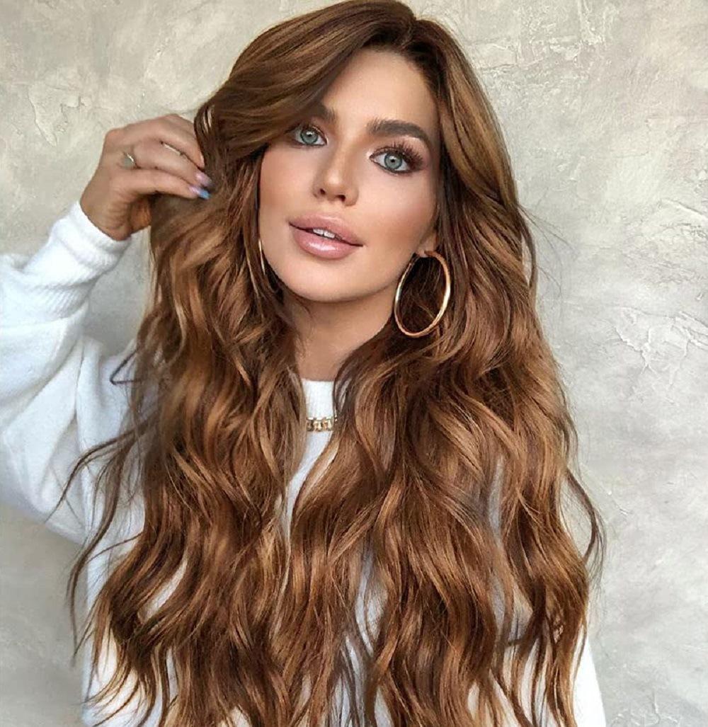 

Женский модный синтетический парик с большой волной и длинными вьющимися волосами