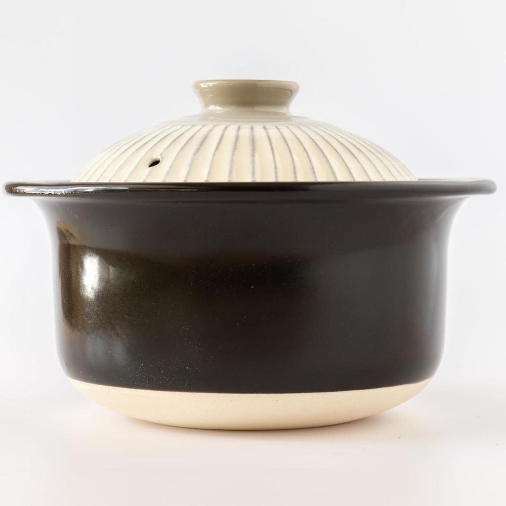 [2025 Authentic Product] Ginpo Touki Banko Ware Ginpo Chrysanthemum Rice Cooker, 2-cup capacity, "Double Lid," Earthenware Rice Cooker, Suitable for D