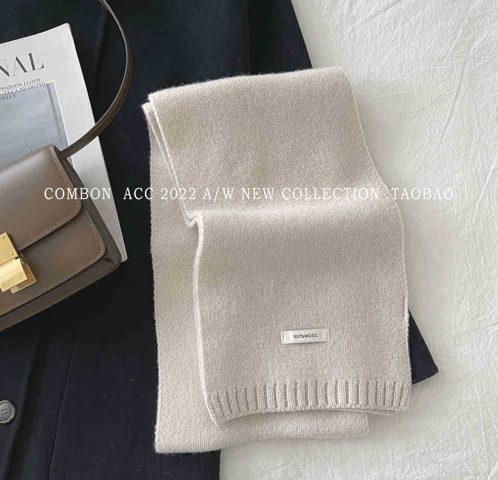 Utvalgt australsk ull 100 % kashmirskjerf ensfarget herre og dame vinter varmt strikket skjerf