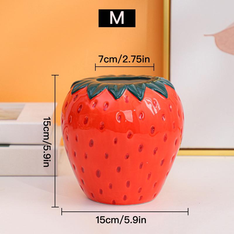 Creative Strawberry Vase Ceramic Hydroponic Vase Flower Arrangement Home Decor Desktop Ornaments