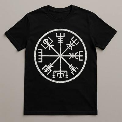 T-Shirt Vegvisir Compass Rune Viking Wayfinder MotifWill Open In a New Window or Tab