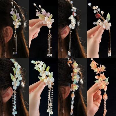 1Pcs Flower Flower Hairpin Side Clips Retro Headpieces New Chinese Hair Pin  for Women Girls