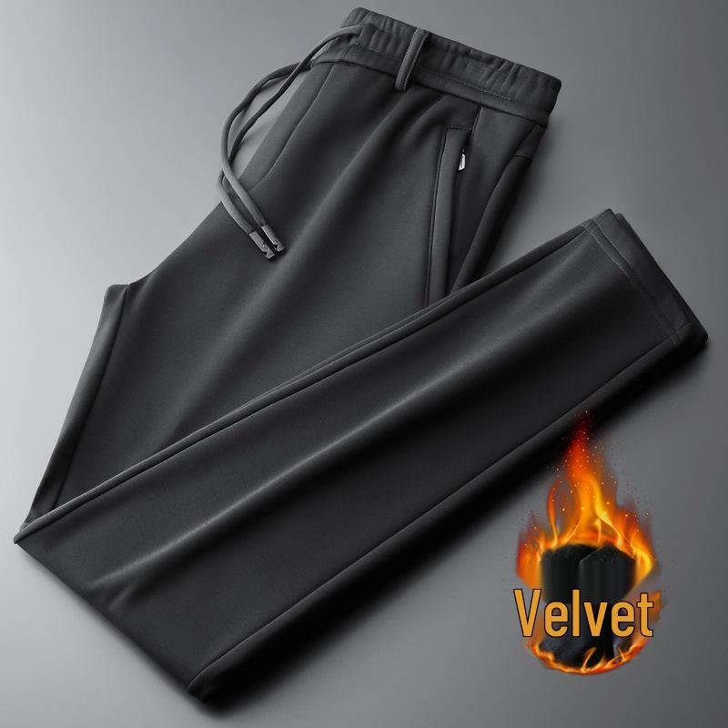 Men's Thickened Fleece-Lined Lambswool Winter Sweatpants - Warm Cotton Outerwear Pants, 86