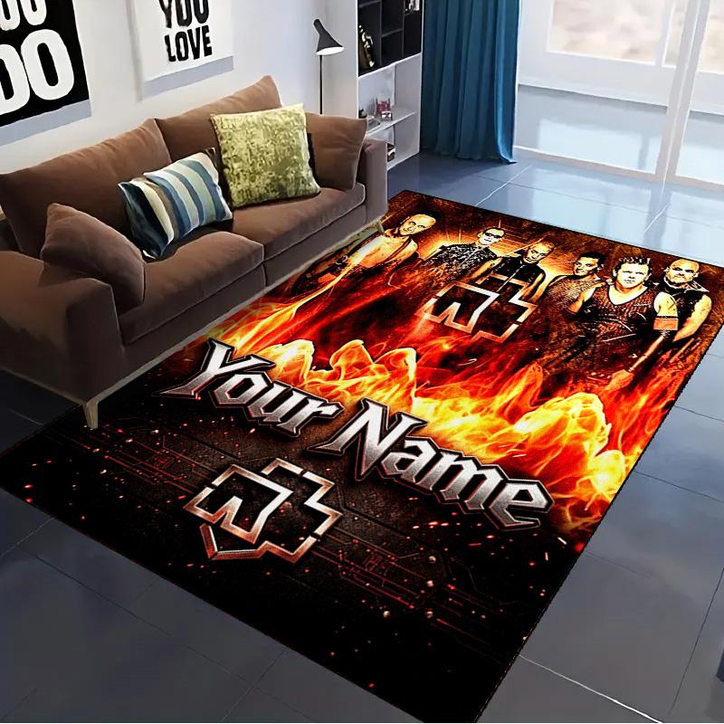 Name Custom Electronic Metal Band Carpet Rug for Living Room Bedroom Home Sofa Decoration,Kids play Non-slip Floor Mat