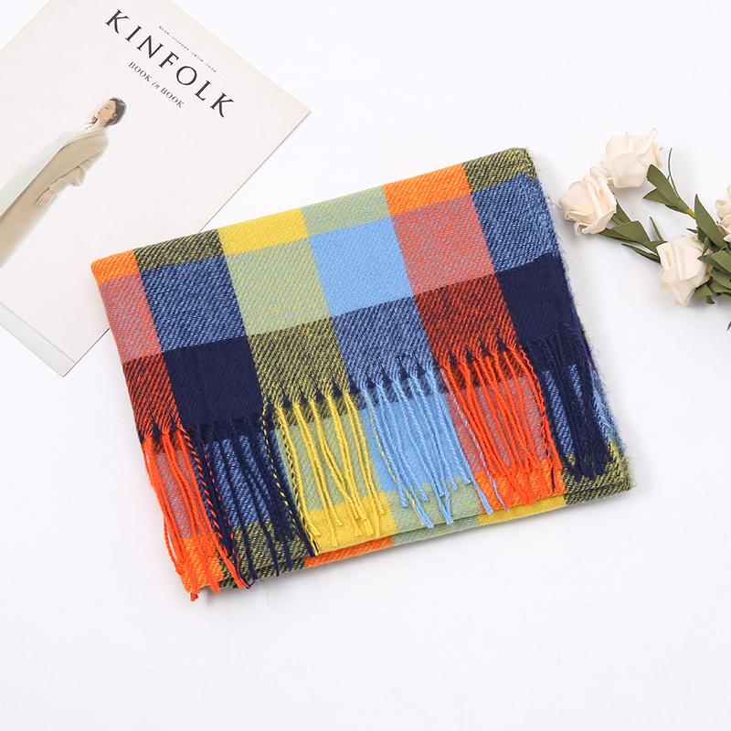 

New Plaid Printed Cashmere Scarf Women Luxury Brand Winter Shawl Tassels Long Wraps Lady Pashmina Neckerchief Scarves Muffler