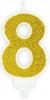 Gold Number 8 Candle, 1 Pc.