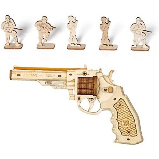 ROKR 3D Puzzle Wooden Rubber Band Gun Boys Entrance Celebration Christmas Present Birthday Gift Assembly Kit DIY Educational Toy Brain Training No KR
