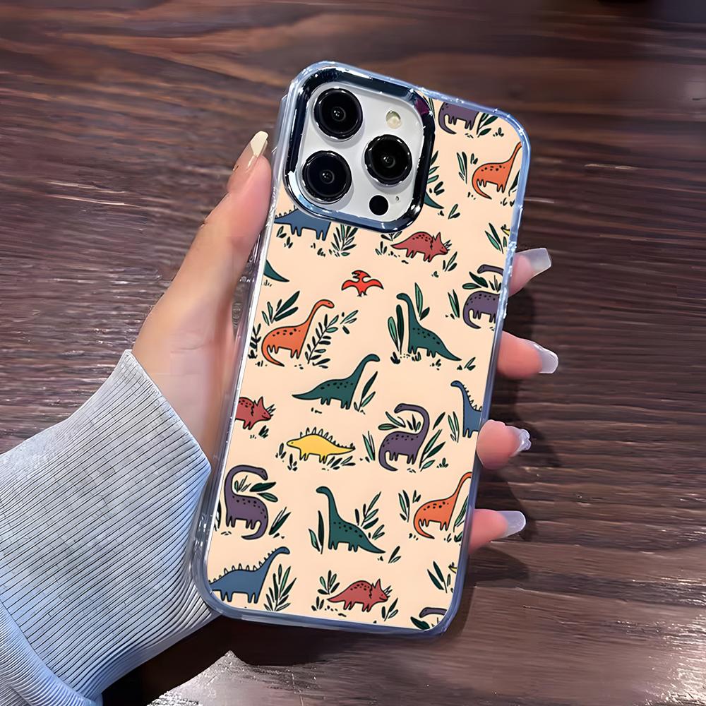 

Cute Cartoon Dinosaurs Phone Case For IPhone 17 Pro Max 16 15 14 Pro Max IPhone 13 Pro Max 11 Plus Transparent Cover iPhone 15 Pro