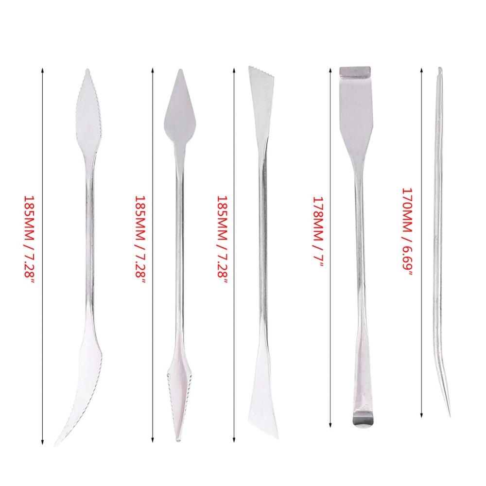 5pcs Stainless Steel Pottery Carving Tools Double Ended Carving Spatula Clay Sculpting Tools 5Pcs Set Sculpture Tools