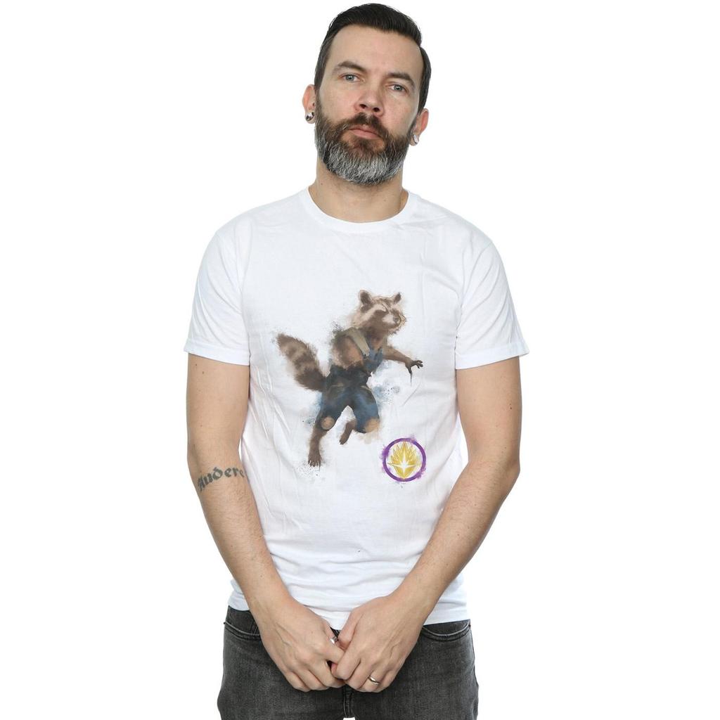 Marvel Mens Avengers Endgame Painted Rocket T-Shirt