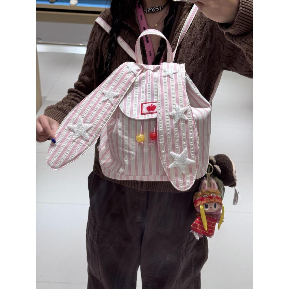 

Rabbit Ear Backpack Women s 2025 New Tide Summer College Student School Bag Large Capacity Commuter Backpack Travel Bag Tide