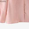 ZANZEA Damen Herbst Revers 3/4 Ärmel Patchwork Rüschen Hemden