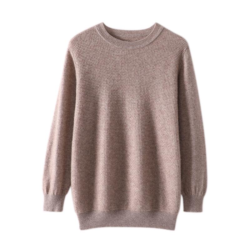 Men's 2022 Pure Wool Knitted Crew Neck Sweater - Long Sleeve, Loose Fit, Mature Casual Jumper