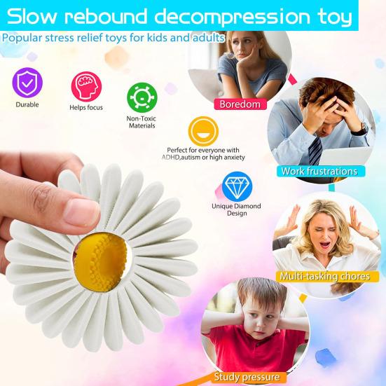 Flower Fidget Spinner 3D Printed Spring Flower Fidget Toy Stress-Relief Flower Spinner