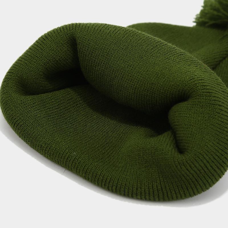 Chapeau d'hiver chaud en tricot avec pompon couleur unie pour hommes femmes extérieur