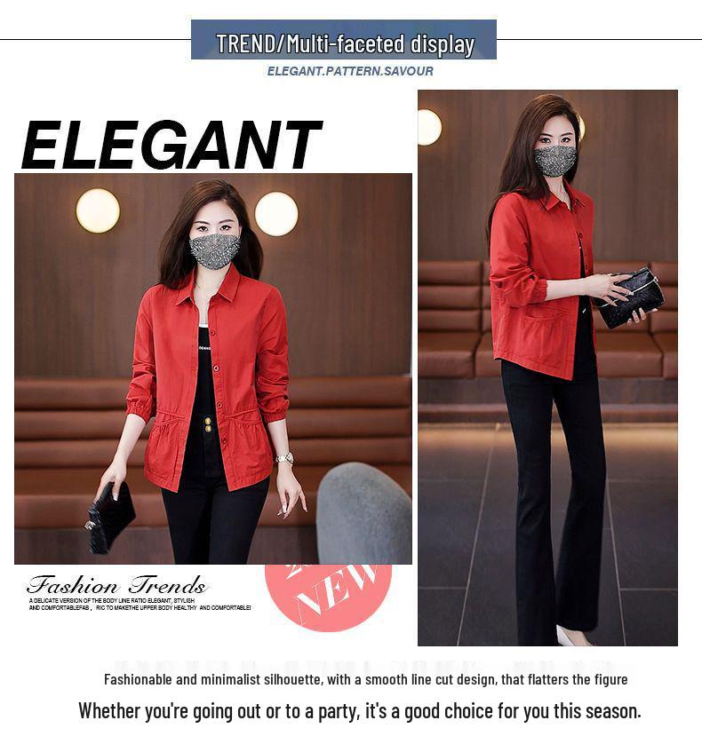 Damen Vielseitige Langarm Mode Revers Jacke - Leichte Lässige Frühling & Herbst Kleidung