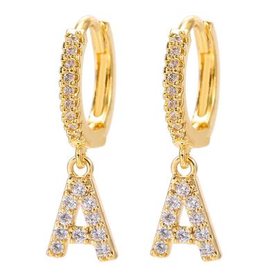 26 Letter Zircon Pendant Earrings Niche Earrings Temperament Ear Buckle